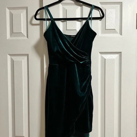 Dresses | Quiz Asymmetrical Green Velvet Mini Dress | Poshmark
